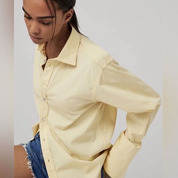 Rag & Bone Diana Poplin Button Up Shirt Oversized Yellow NEW - Picture 8 of 14